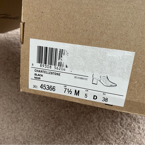 Clarks Chantelle Stone Patent Boots Black Ankle Booties Size 7.5 - Picture 9 of 11